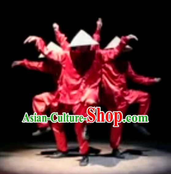 Awesome Chinese Dance Group Costumes and Hat Complete Set for Men