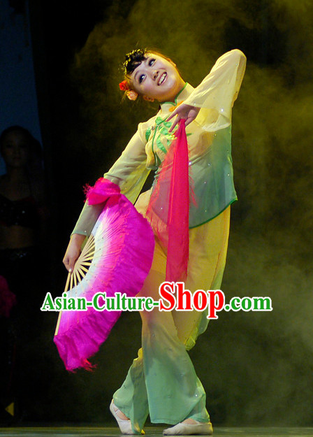 Beijing Dance Academy Chinese Folk Dance Exam Fan Dancing Costumes