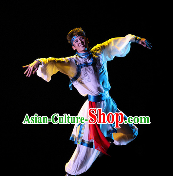 Beautiful Chinese Mongolian Dance Costumes and Headwear Complete Set for Men