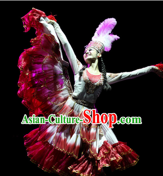 Chinese Folk Xinjiang Dance Costumes Complete Set for Women