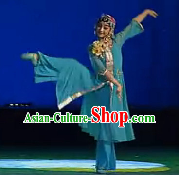 Stage Performance Chinese Opera Dance Costumes and Hair Accessories Complete Set for Women