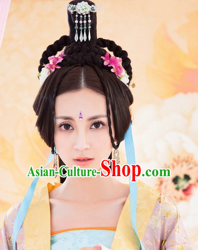 Chinese costumes wedding accessories black wigs Chinese attire opera costume traditional dress classical outfit
