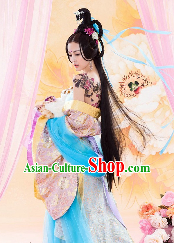 Chinese costumes wedding accessories black wigs Chinese attire opera costume traditional dress classical outfit