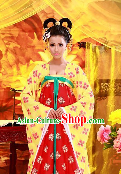 Chinese Classical Tang Dynasty Princess Clothes and Hair Accessories for Women