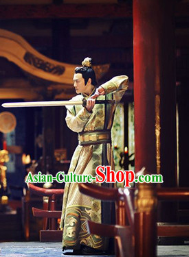 Chinese Traditional Ancient Prince Clothes and Coronet Complete Set for Men