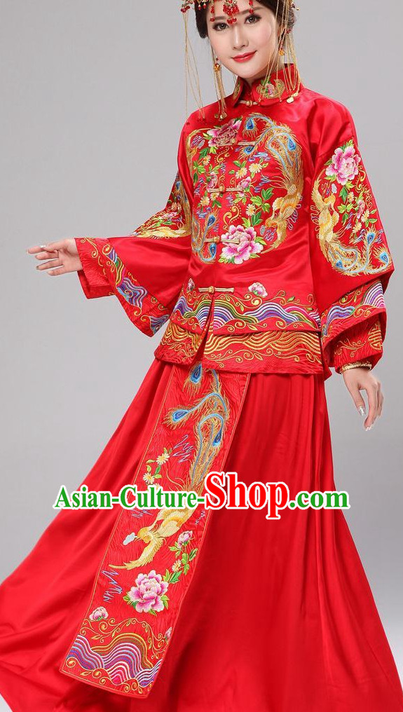 Chinese wedding dress traditional bridal costumes and hair accessories