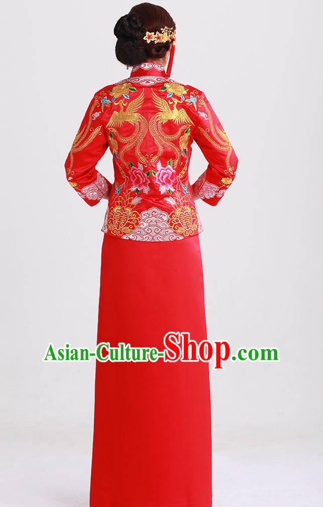 Chinese wedding dress traditional bridal costumes and hair accessories
