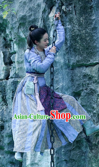 Chinese Hanfu Asian Fashion Japanese Fashion Plus Size Dresses Vntage Dresses Traditional Clothing Asian Costumes Hua Qian Gu Swordsmen Costume for Girls