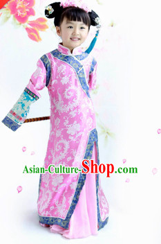 Traditional Chinese Photo Costume Princes Dress and Hair Accessories Complete Set for Children