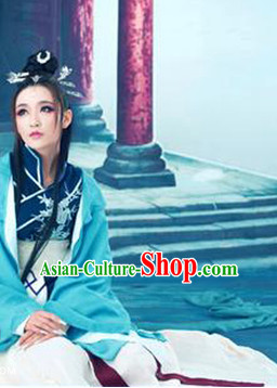 Traditional Chinese Photo Costume Classical Dancing Costume and Hair Accessories Complete Set for Ladies