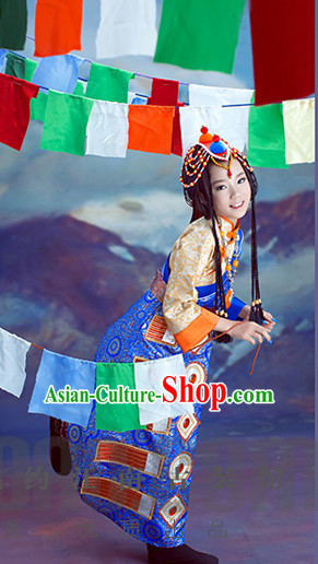 Traditional Chinese Mongolian Clothes and Hair Accessories for Kids Girls