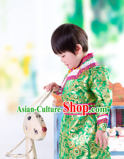 Traditional Chinese Mongolian Dress and Hat Complete Set Kids