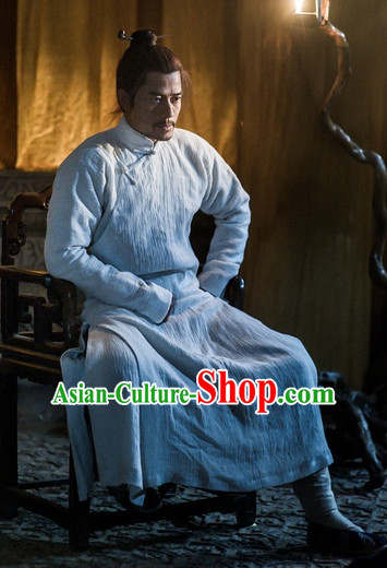 Traditional Chinese Kungfu Long Robe Martial Arts Costumes for Men