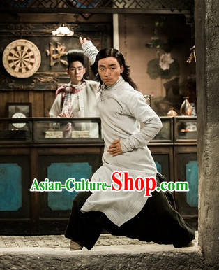 Traditional Chinese Kungfu Long Robe Martial Arts Costumes for Men