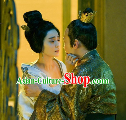 Handmade Chinese Palace Empress Black Wig and Hair Accessories