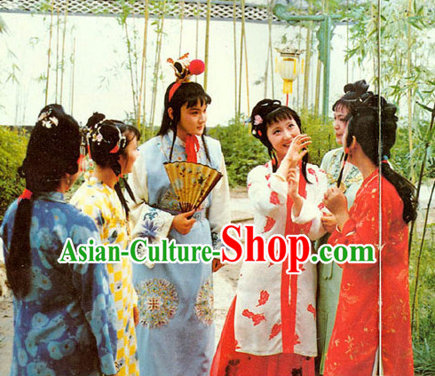 Traditional Chinese Jia Baoyu and Lin Daiyu Costumes 2 Sets for Women and Men