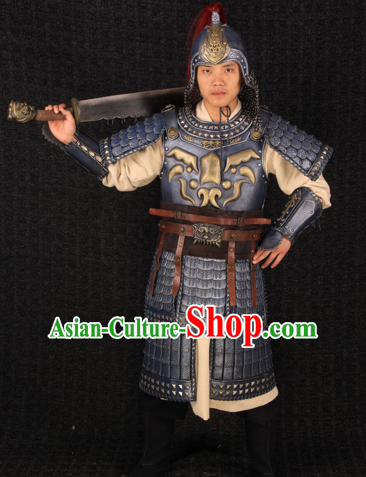 Chinese Halloween Cosplay General Armor Costumes and Helmet Complete Set for Men