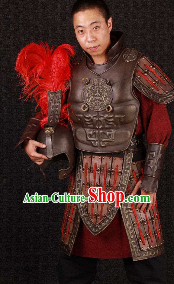 Ancient Chinese Superhero General Armor Clothing Suit and Helmet Complete Set for Men