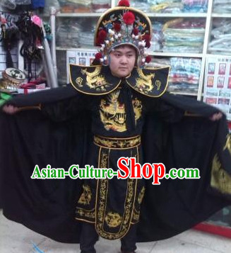 Ancient Chinese Black Dragon Embroidered Suit Complete Set for Men