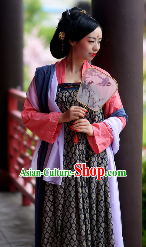 Ancient Chinese Tang Dynasty Noblewomen Clothes Complete Set for Girls