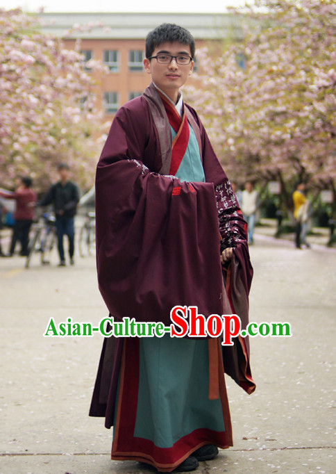 Ancient Chinese Student Hanfu Scholar Clothing Complete Set for Men