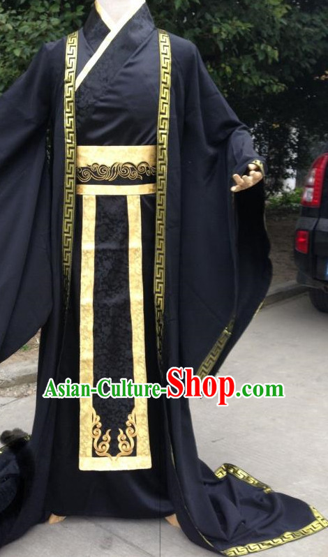 Black Ancient Chinese Male Clothes Complete Set