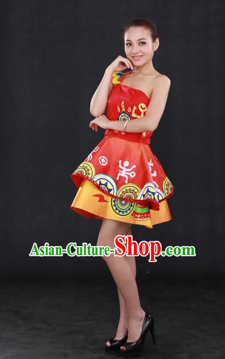 Traditional Chinese People Folk Dresses Complete Set for Women