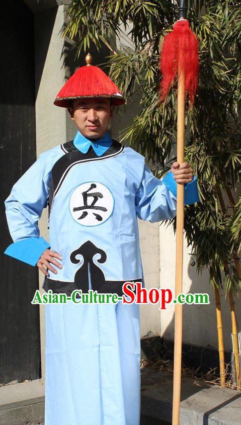 Chinese Qing Dynasty Solider Dress and Hat Complete Set
