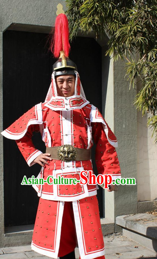 Ancient Chinese General Armor Clothing and Helmet Complete Set for Men