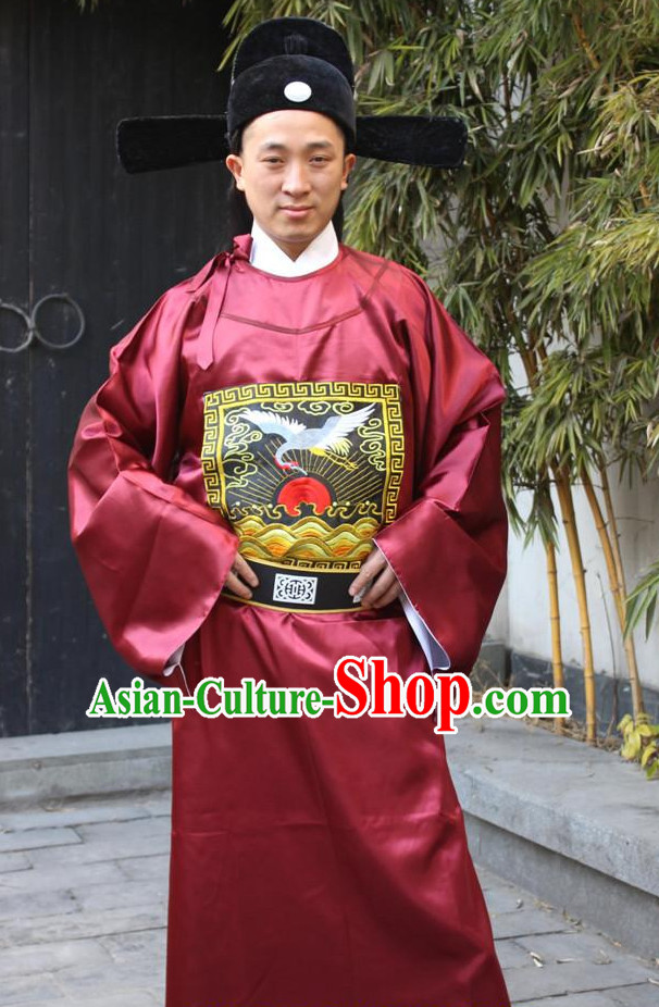 Ancient Chinese Official Costumes and Hat Complete Set for Men