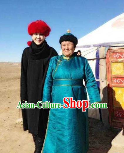 Mongolian Female Clothing and Hat Complete Set