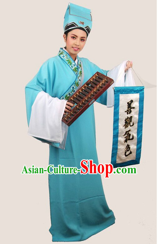 Chinese Ancient Fortune Teller Costumes and Hat Complete Set