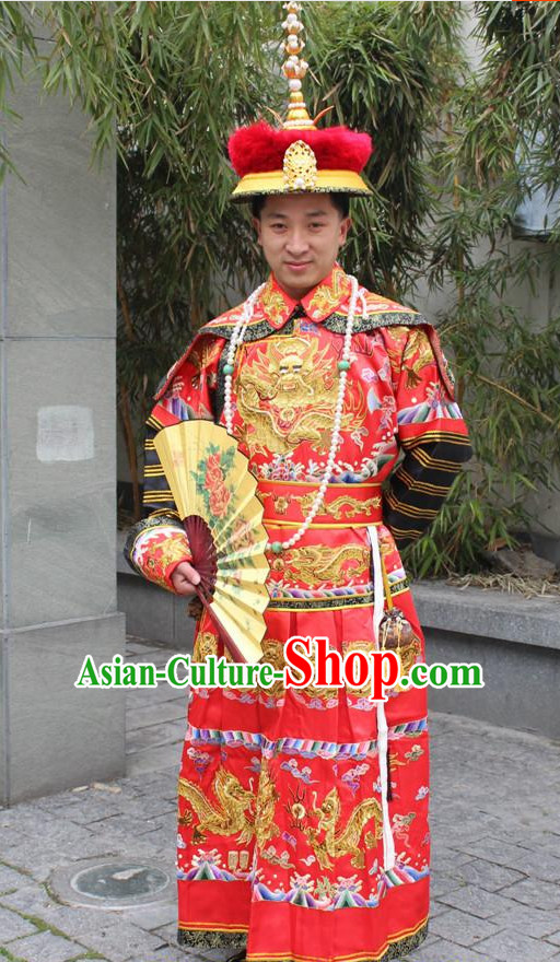 Chinese Ancient Emperor Costumes and Crown Complete Set for Men