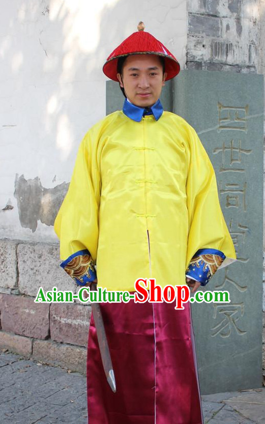 Chinese Ancient Emperor's Bodyguard Costumes and Hat Complete Set for Men