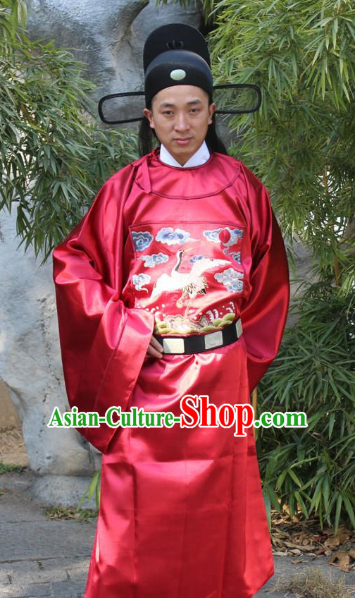 Chinese Ancient Ming Dynasty Official Costumes and Hat Complete Set for Men