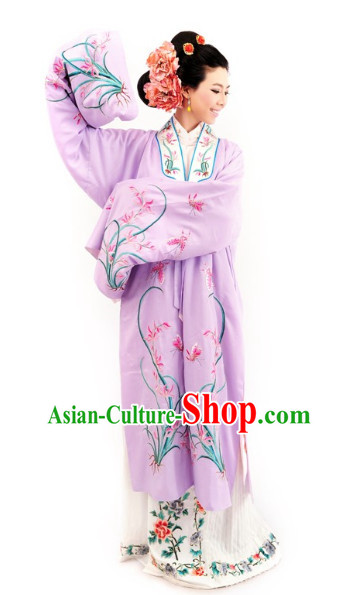 Chinese Opera Long Robe and Hair Accessories Complete Set