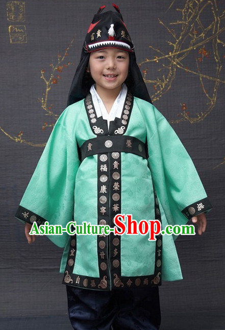 Ancient Korean Palace Prince Clothing and Hat Complete Set for Kids