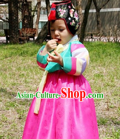 Ancient Korean Palace Princess Clothing and Hat Complete Set for Kids