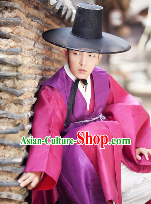 Ancient Korean Lover Costume and Hat Complete Set for Men