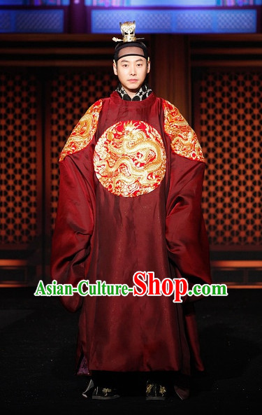 Ancient Korean Emperor Costume and Head Band Complete Set for Men