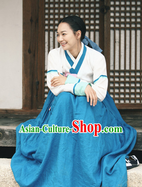 Ancient Korean Han Bok Clothes and Head Band Complete Set for Women