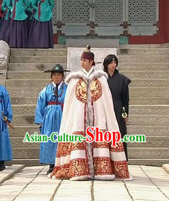 Ancient Korean Classic Emperor Winter Coat Dragon Mantle Cape for Men