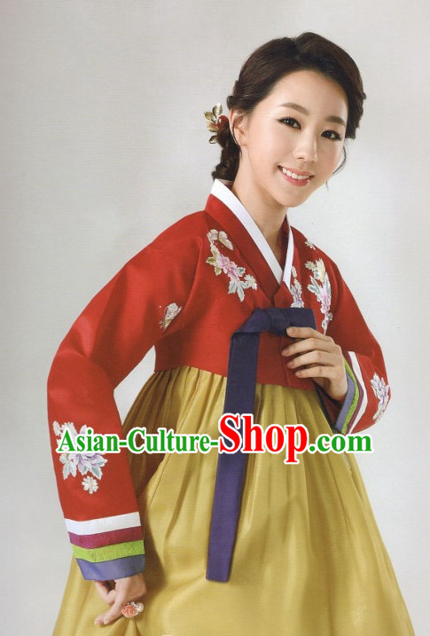 Custom-made Korean Fashion Hanbok and Hair Accessories Complete Set for Women