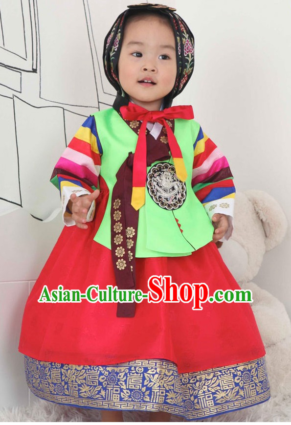 Korean Fashion Princess Hanbok and Hair Accessories Complete Set for Children