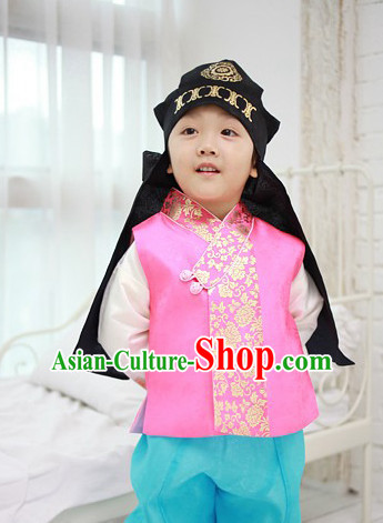 Korean Han Bok Clothes and Hat Complete Set for Boys