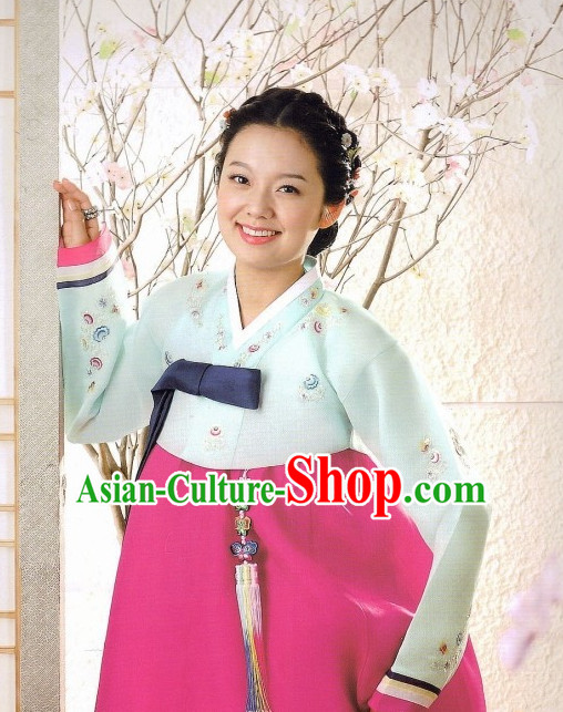 Korean Traditional Hanbok Customs Garment and Hair Accessories Complete Set for Women