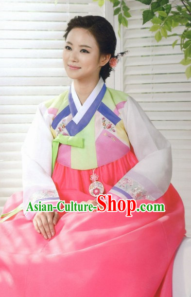 Traditional Korean Fashion Hanbok and Hair Accessories Complete Set for Ladies