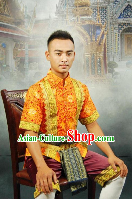 Thailand Traditional Wedding Dresses and Pants Complete Set for Men