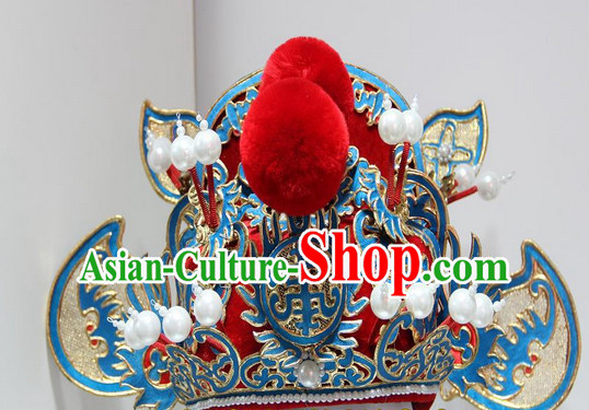 Gold Red Ancient Chinese Peking Opera Zhong Kui Hat