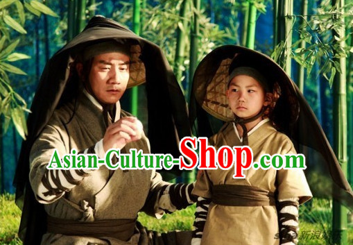 Ancient Chinese Superhero Swordman Costume 2 Sets for Father and Son